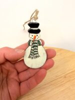Hand-Painted Ceramic Snowman Ornament – Terracotta Clay Christmas Decoration (1 of 6) -- Fabode Ceramics