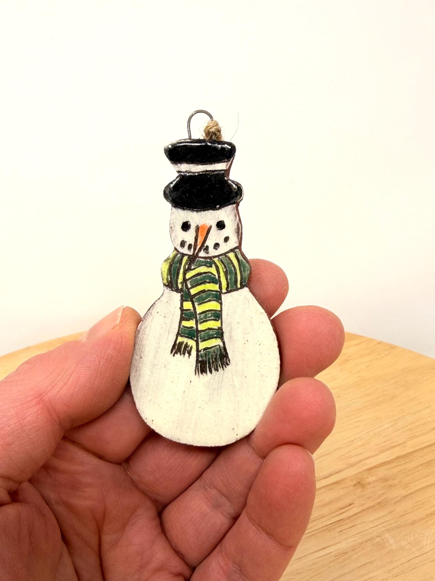 Handmade Ceramic Snowman Ornament – Rustic Terracotta Christmas Tree Decoration (2 of 7) -- Fabode Ceramics