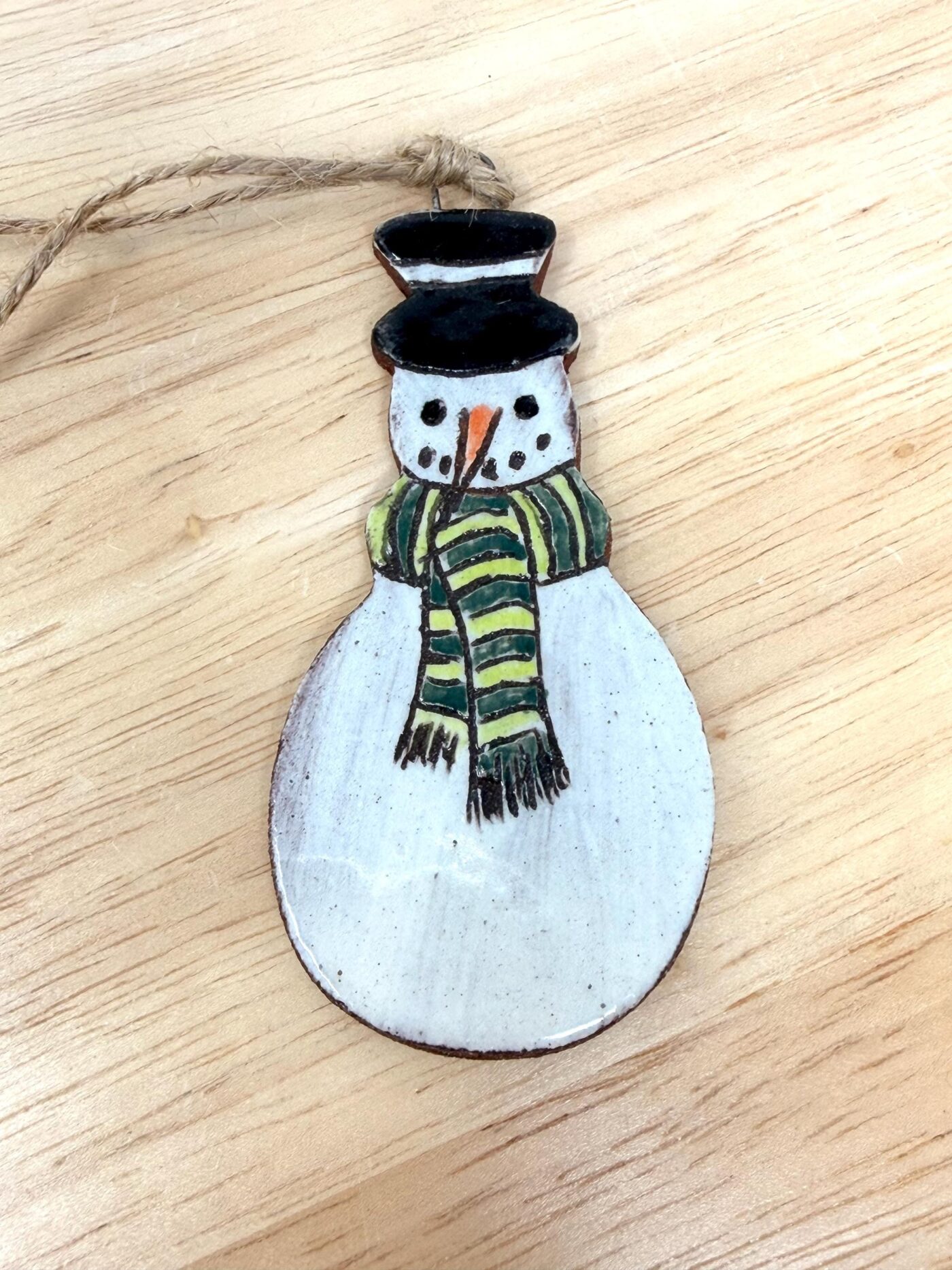 Handmade Ceramic Snowman Ornament – Rustic Terracotta Christmas Tree Decoration (7 of 7) -- Fabode Ceramics