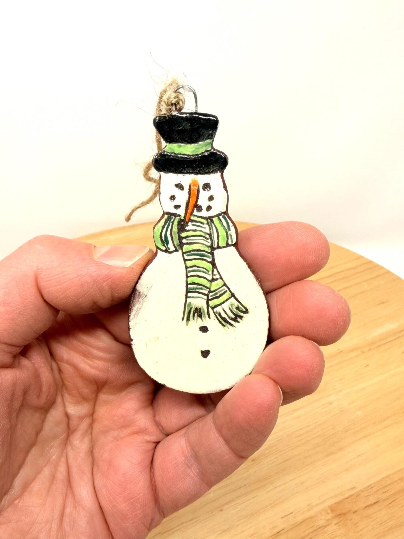 Handmade Ceramic Snowman Ornament – Rustic Terracotta Christmas Tree Decoration (2 of 5) -- Fabode Ceramics