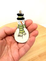 Handmade Ceramic Snowman Ornament – Rustic Terracotta Christmas Tree Decoration (1 of 6) -- Fabode Ceramics