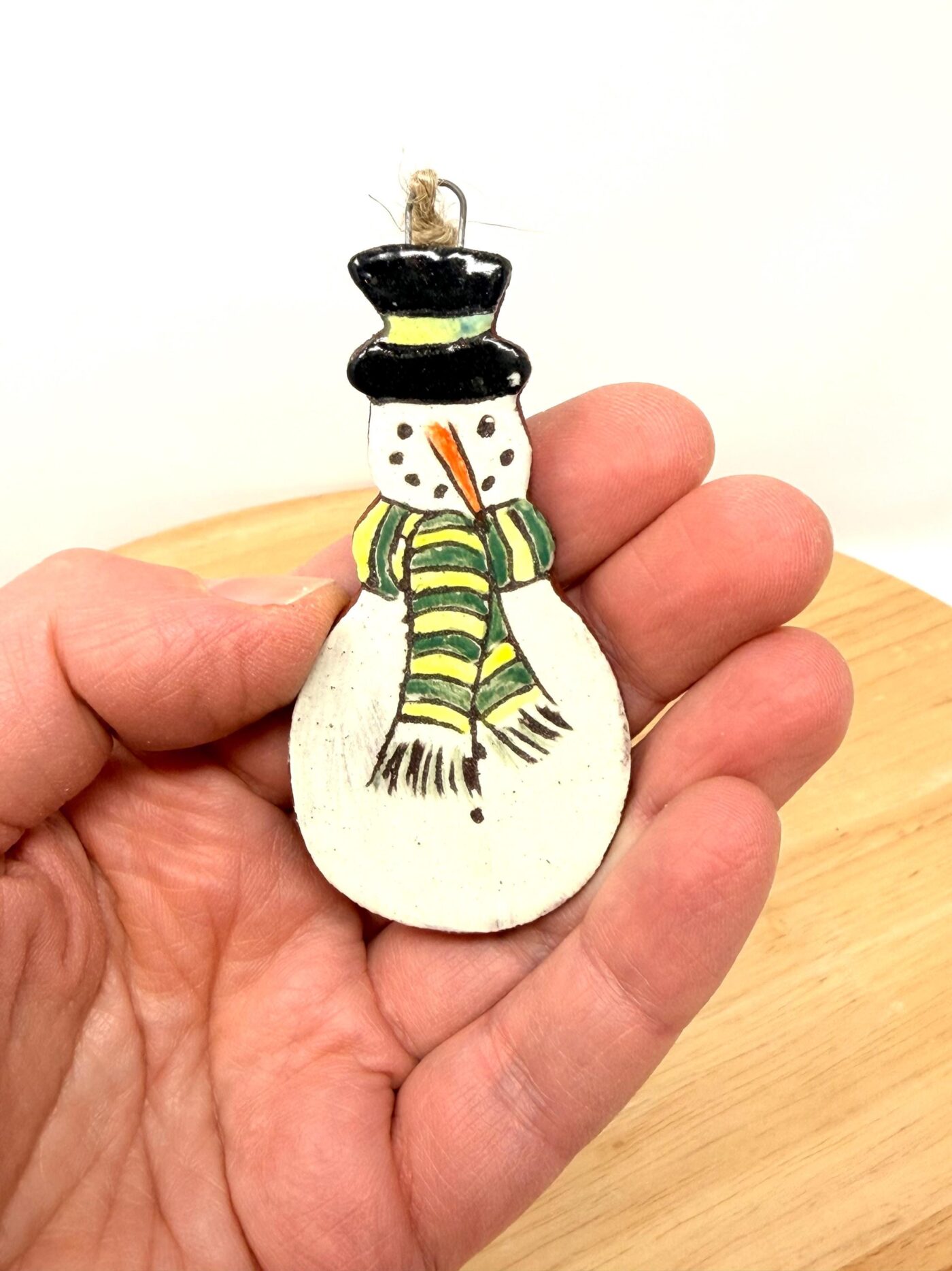 Handmade Ceramic Snowman Ornament – Rustic Terracotta Christmas Tree Decoration (2 of 6) -- Fabode Ceramics