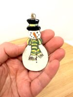 Handmade Ceramic Snowman Ornament – Rustic Terracotta Christmas Tree Decoration (2 of 6) -- Fabode Ceramics