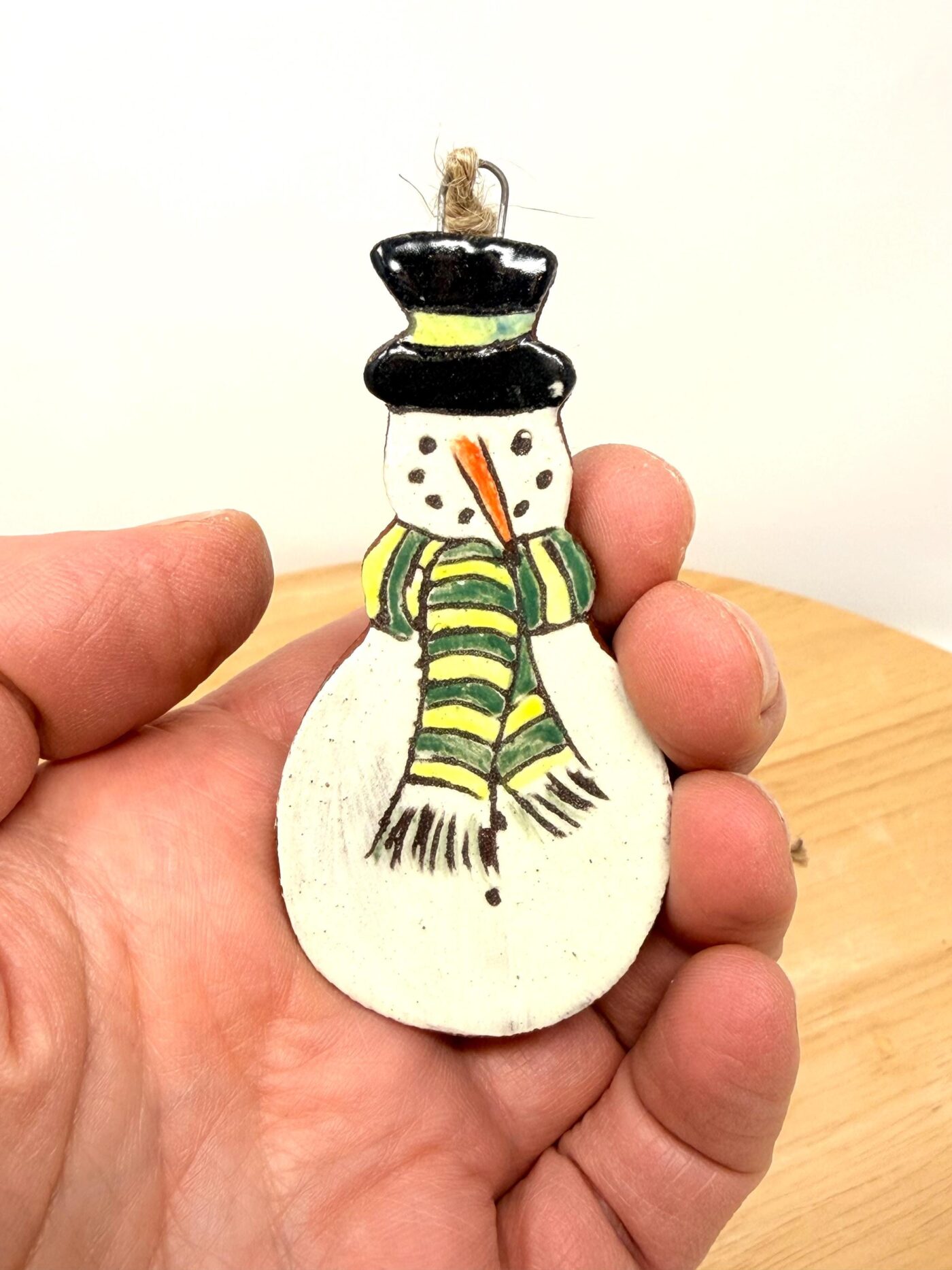 Handmade Ceramic Snowman Ornament – Rustic Terracotta Christmas Tree Decoration (4 of 6) -- Fabode Ceramics