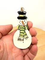 Handmade Ceramic Snowman Ornament – Rustic Terracotta Christmas Tree Decoration (4 of 6) -- Fabode Ceramics