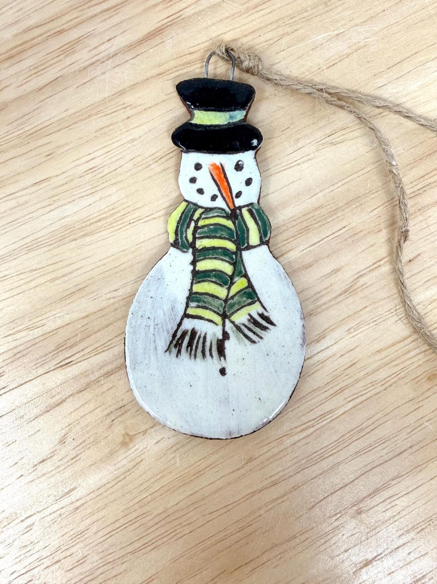 Handmade Ceramic Snowman Ornament – Rustic Terracotta Christmas Tree Decoration (5 of 6) -- Fabode Ceramics