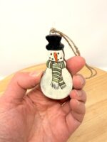 Handmade Ceramic Snowman Ornament – Rustic Terracotta Christmas Tree Decoration (1 of 5) -- Fabode Ceramics