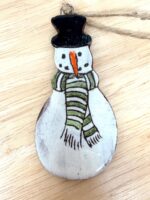 Handmade Ceramic Snowman Ornament – Rustic Terracotta Christmas Tree Decoration (5 of 5) -- Fabode Ceramics