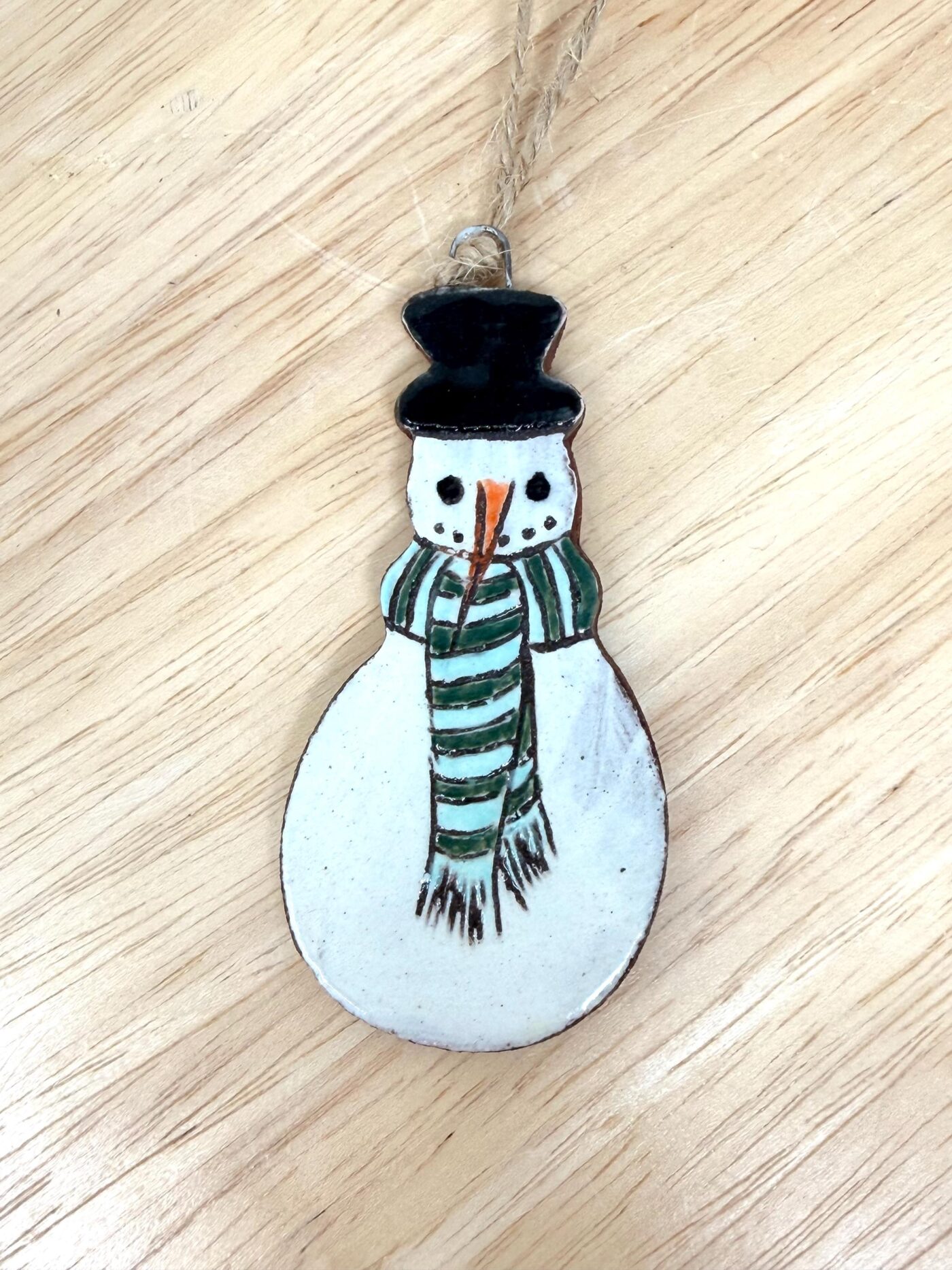Handmade Ceramic Snowman Ornament – Rustic Terracotta Christmas Tree Decoration (6 of 7) -- Fabode Ceramics