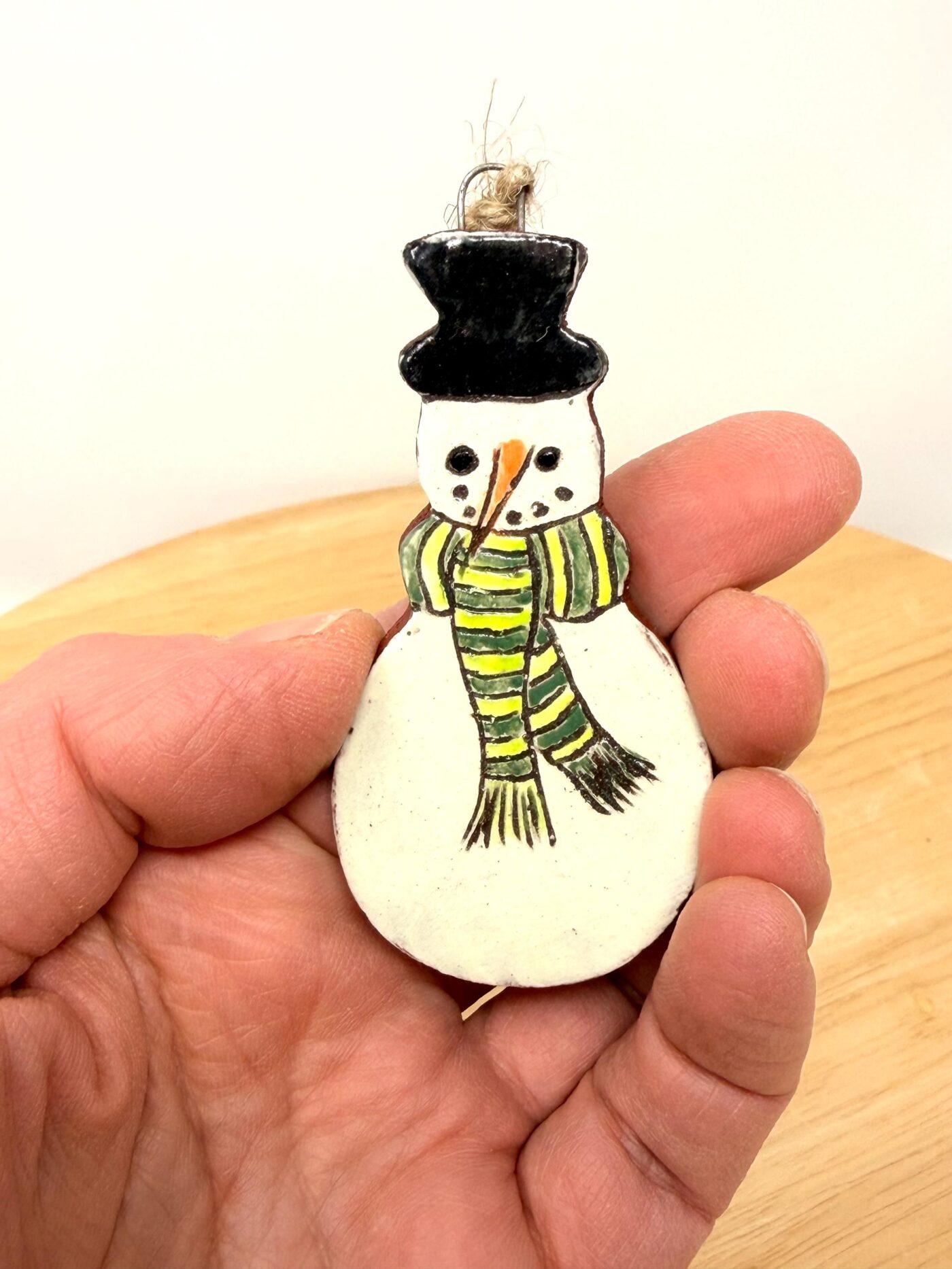Handmade Ceramic Snowman Ornament – Rustic Terracotta Christmas Tree Decoration (3 of 5) -- Fabode Ceramics