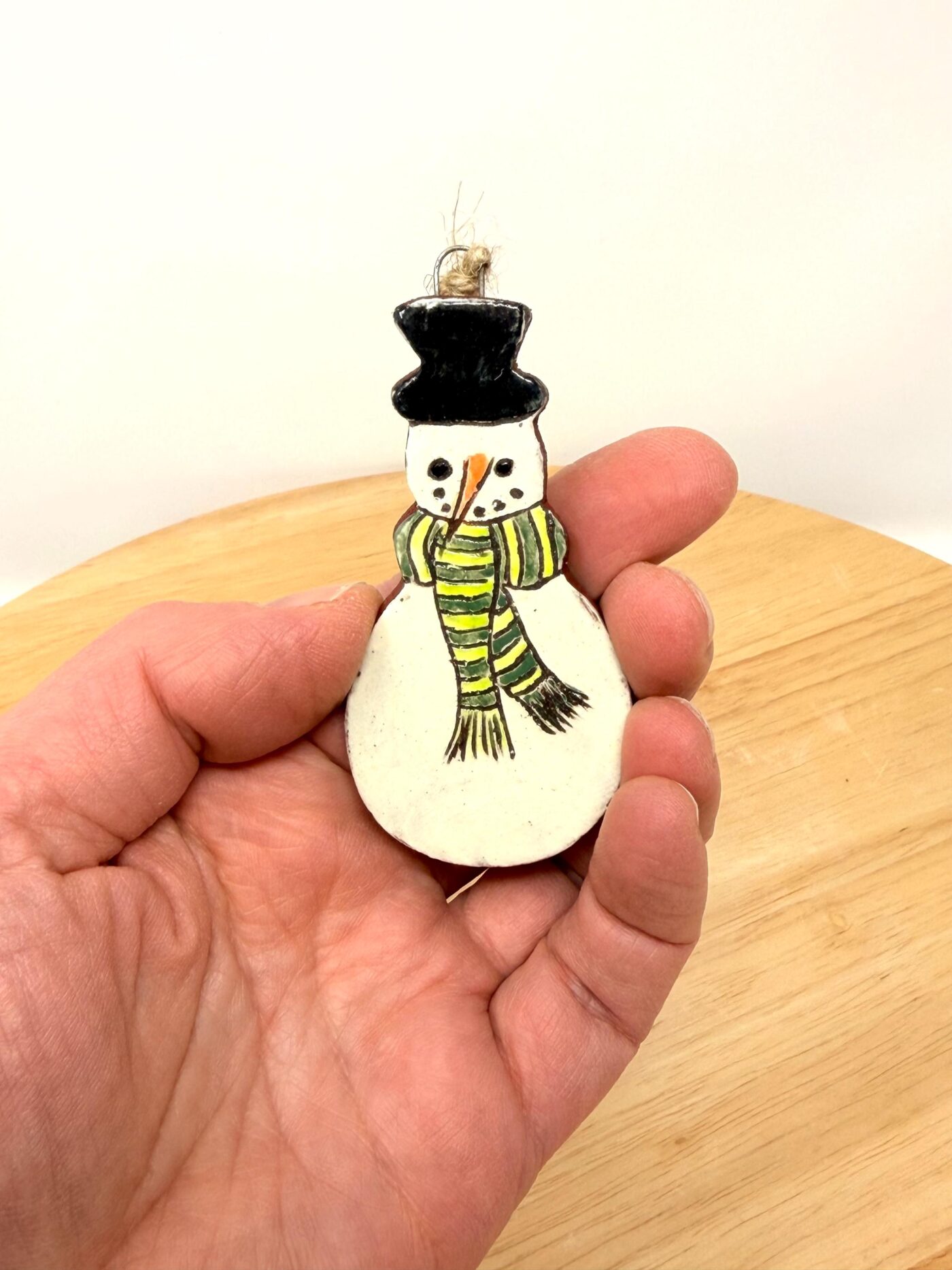 Handmade Ceramic Snowman Ornament – Rustic Terracotta Christmas Tree Decoration (2 of 5) -- Fabode Ceramics