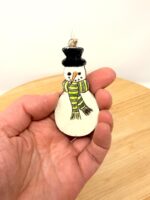 Handmade Ceramic Snowman Ornament – Rustic Terracotta Christmas Tree Decoration (2 of 5) -- Fabode Ceramics