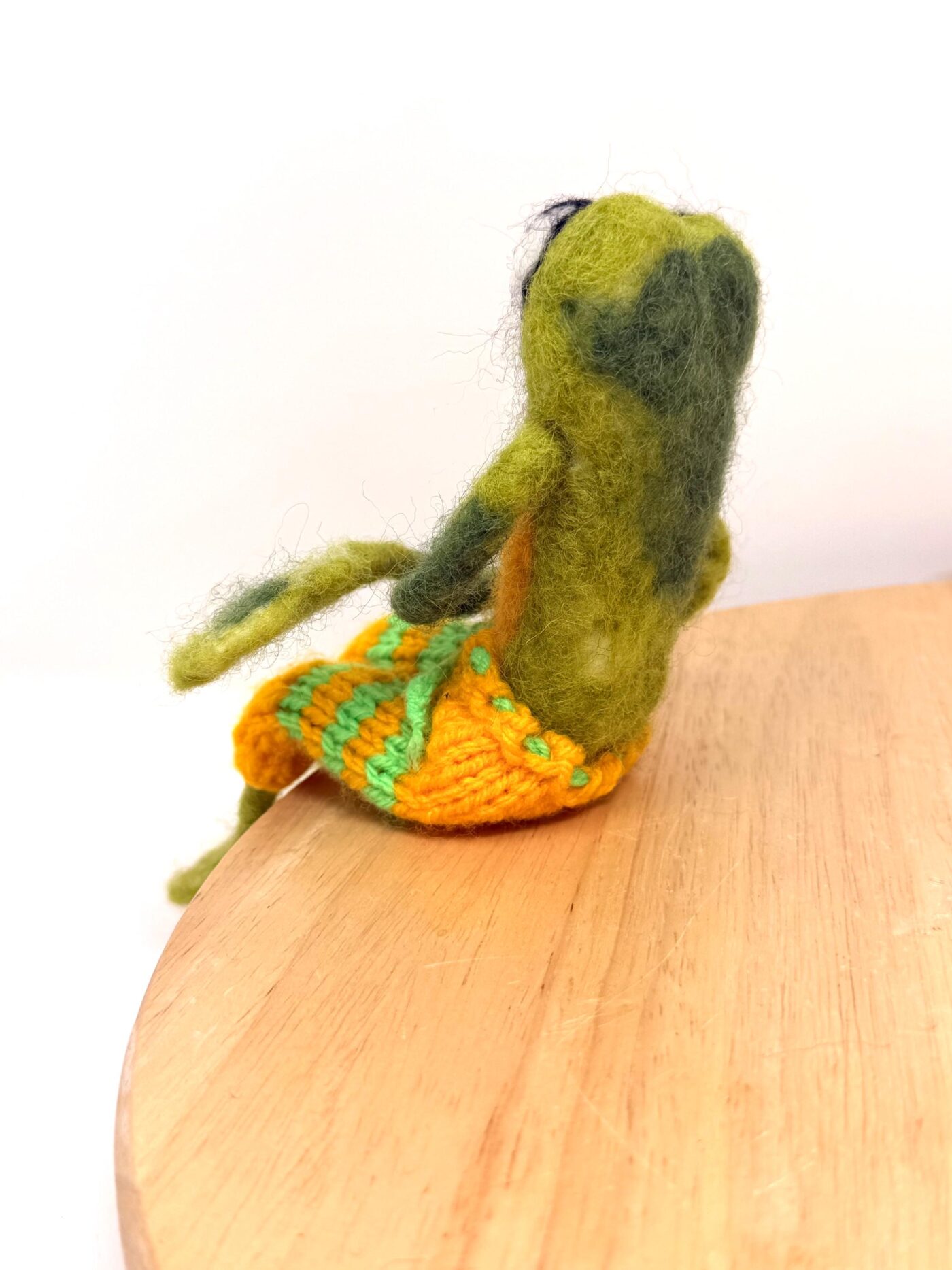 Needle Felted Frog Doll with Long Legs and Knitted Shorts | Whimsical Wool Sculpture (13 of 14) -- Fabode Ceramics