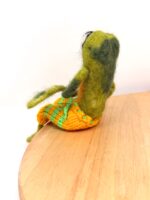 Needle Felted Frog Doll with Long Legs and Knitted Shorts | Whimsical Wool Sculpture (13 of 14) -- Fabode Ceramics