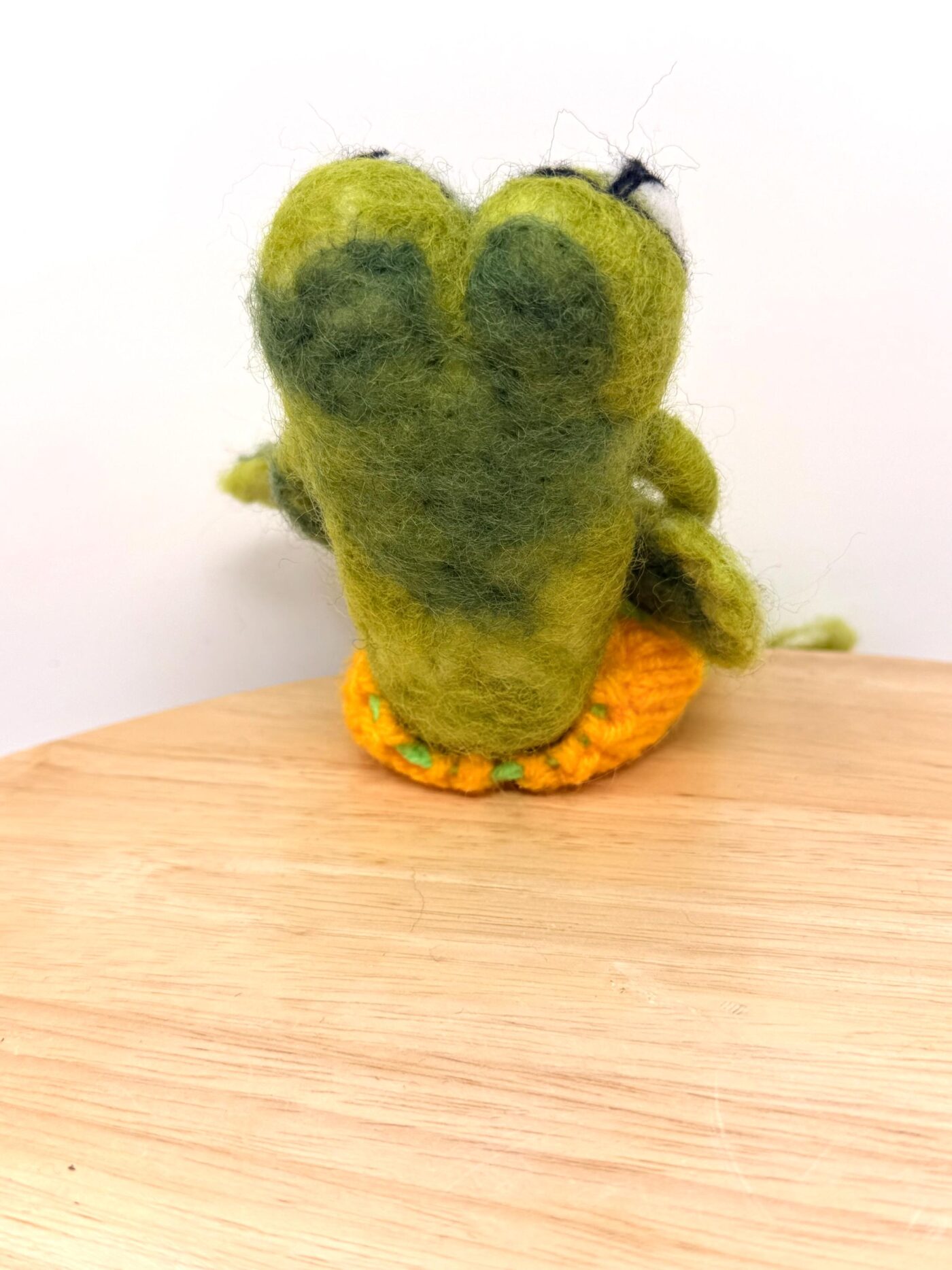Needle Felted Frog Doll with Long Legs and Knitted Shorts | Whimsical Wool Sculpture (12 of 14) -- Fabode Ceramics