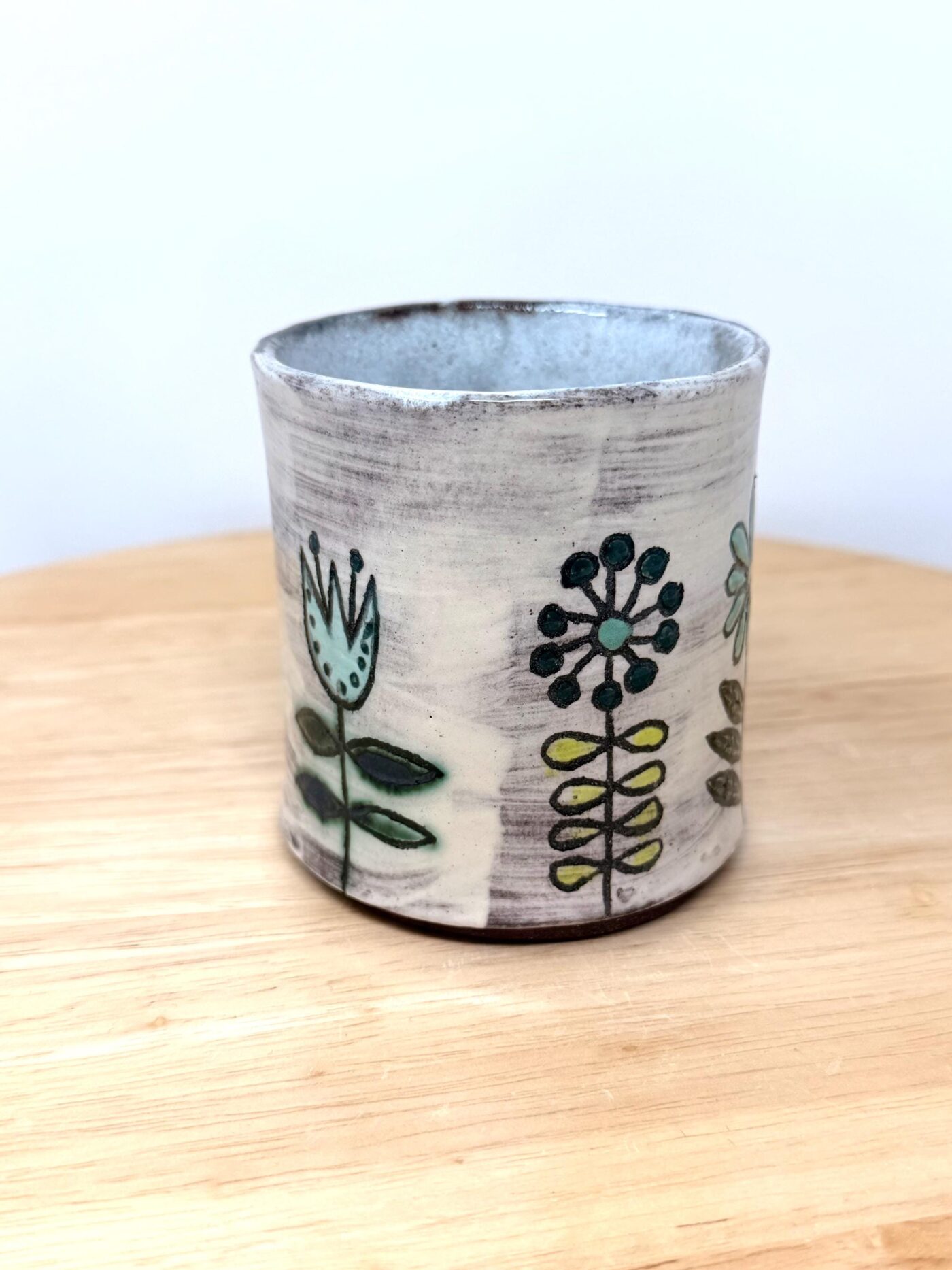 Handmade Ceramic Mug – Rustic Terracotta Stoneware, Sgraffito Folk Flower Design (7 of 18) -- Fabode Ceramics