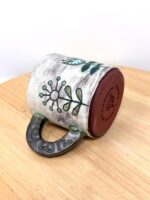 Handmade Ceramic Mug – Rustic Terracotta Stoneware, Sgraffito Folk Flower Design (15 of 18) -- Fabode Ceramics