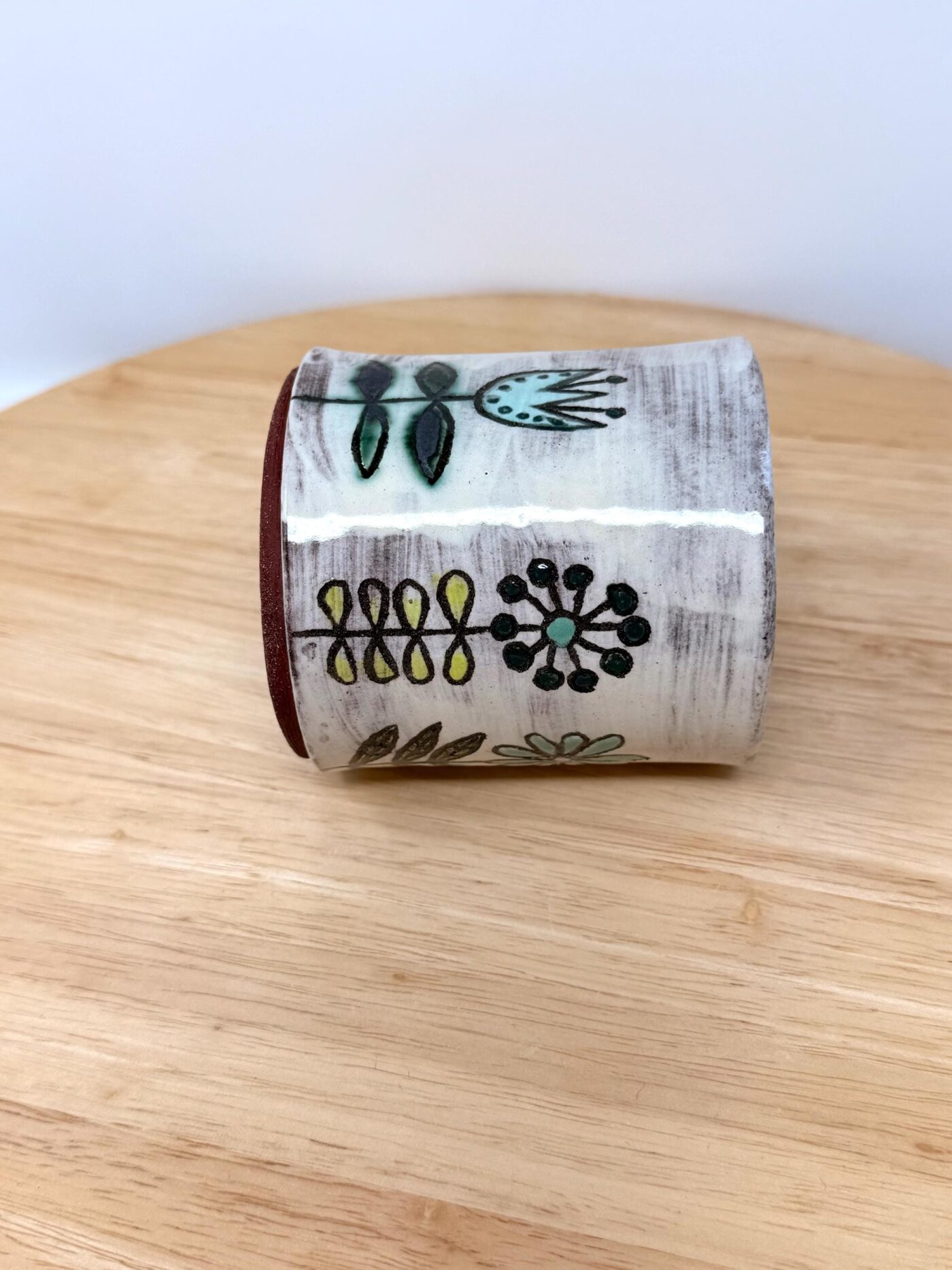Handmade Ceramic Mug – Rustic Terracotta Stoneware, Sgraffito Folk Flower Design (18 of 18) -- Fabode Ceramics