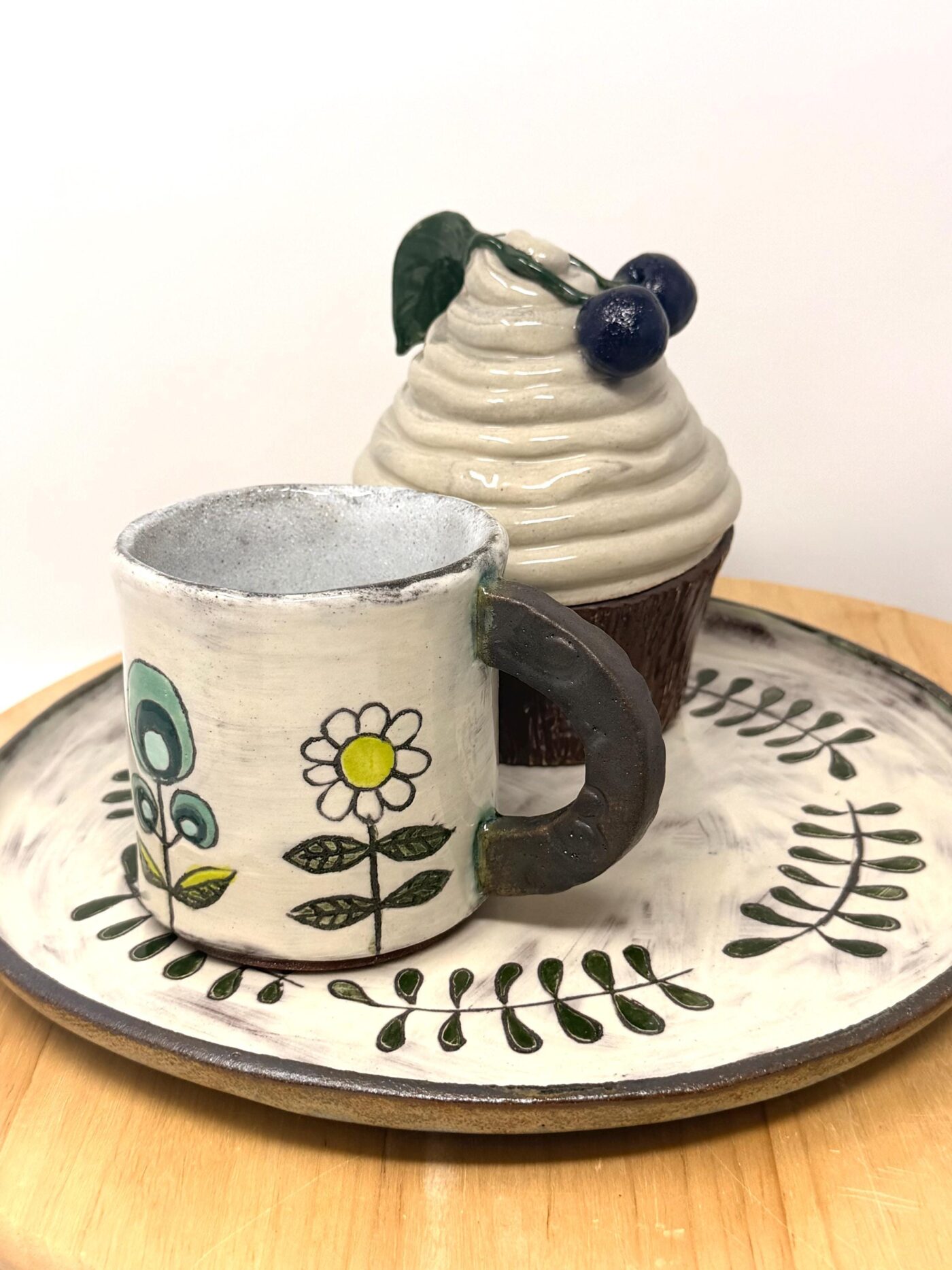 Handmade Large Ceramic Dinner Plate – Scandinavian Folk Inspired Stoneware (2 of 19) -- Fabode Ceramics