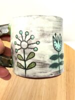Handmade Ceramic Mug – Rustic Terracotta Stoneware, Sgraffito Folk Flower Design (3 of 18) -- Fabode Ceramics