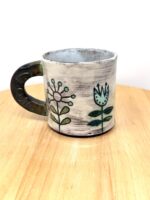 Handmade Ceramic Mug – Rustic Terracotta Stoneware, Sgraffito Folk Flower Design (6 of 18) -- Fabode Ceramics