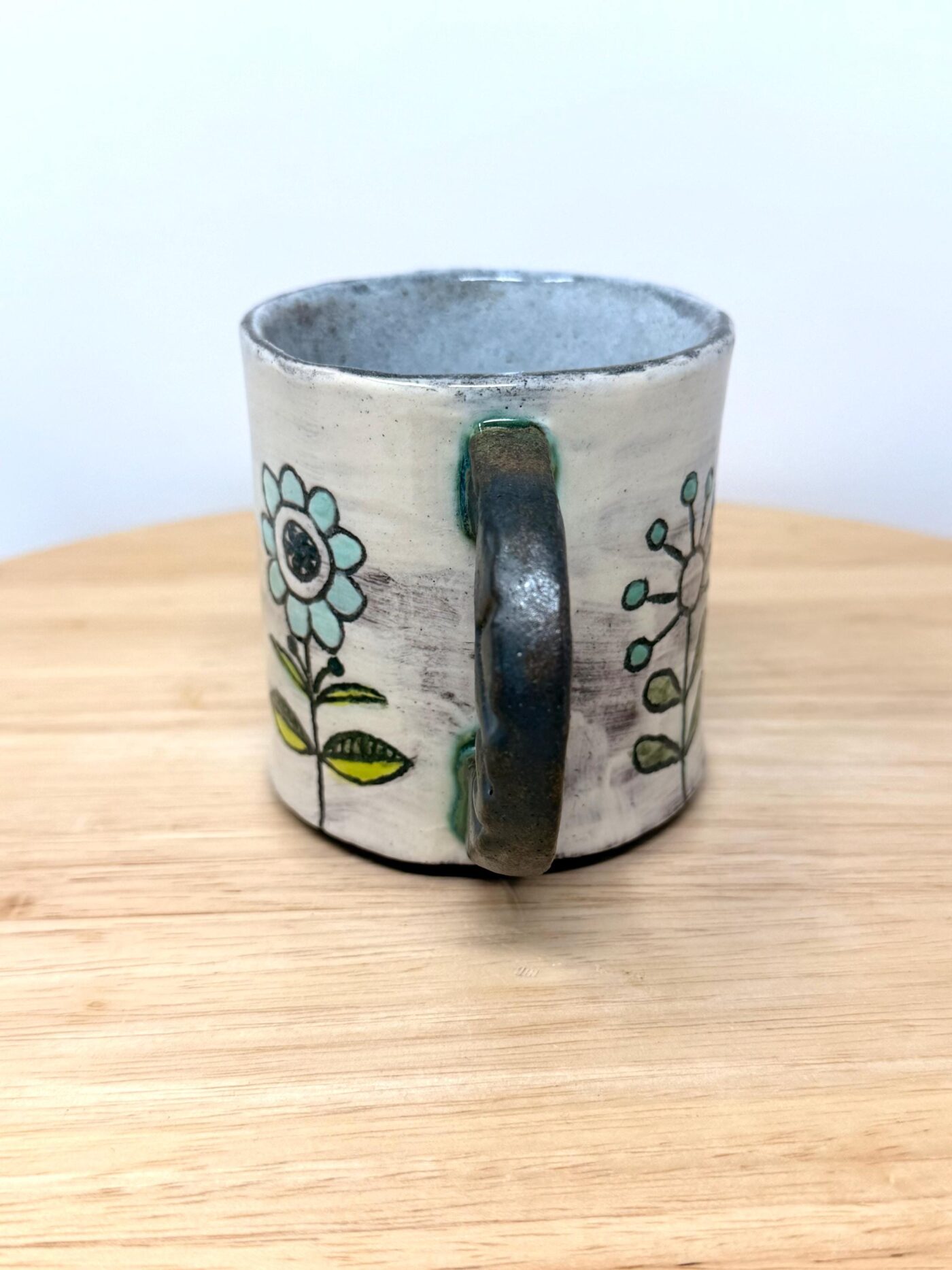 Handmade Ceramic Mug – Rustic Terracotta Stoneware, Sgraffito Folk Flower Design (11 of 18) -- Fabode Ceramics