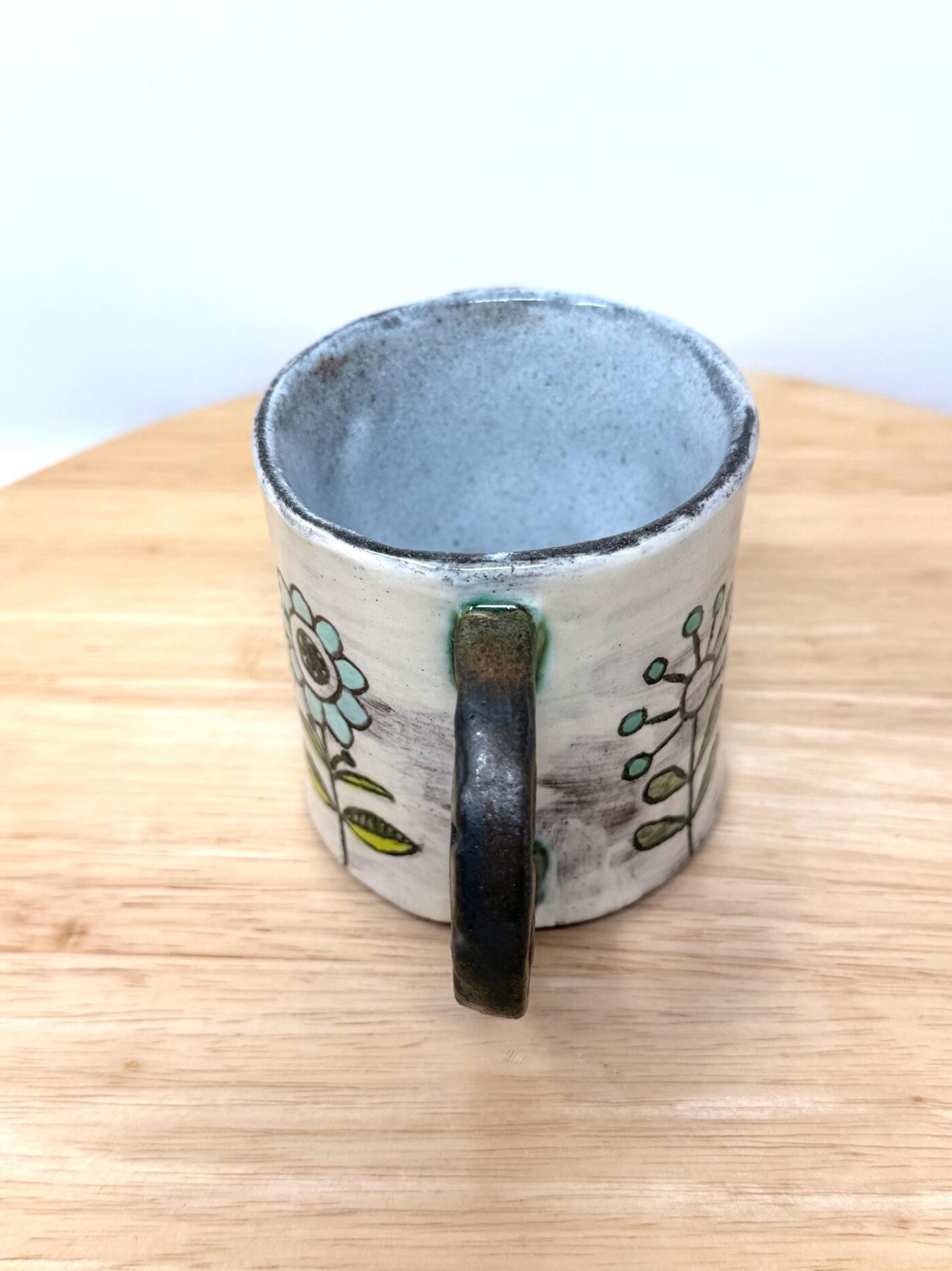 Handmade Ceramic Mug – Rustic Terracotta Stoneware, Sgraffito Folk Flower Design (13 of 18) -- Fabode Ceramics