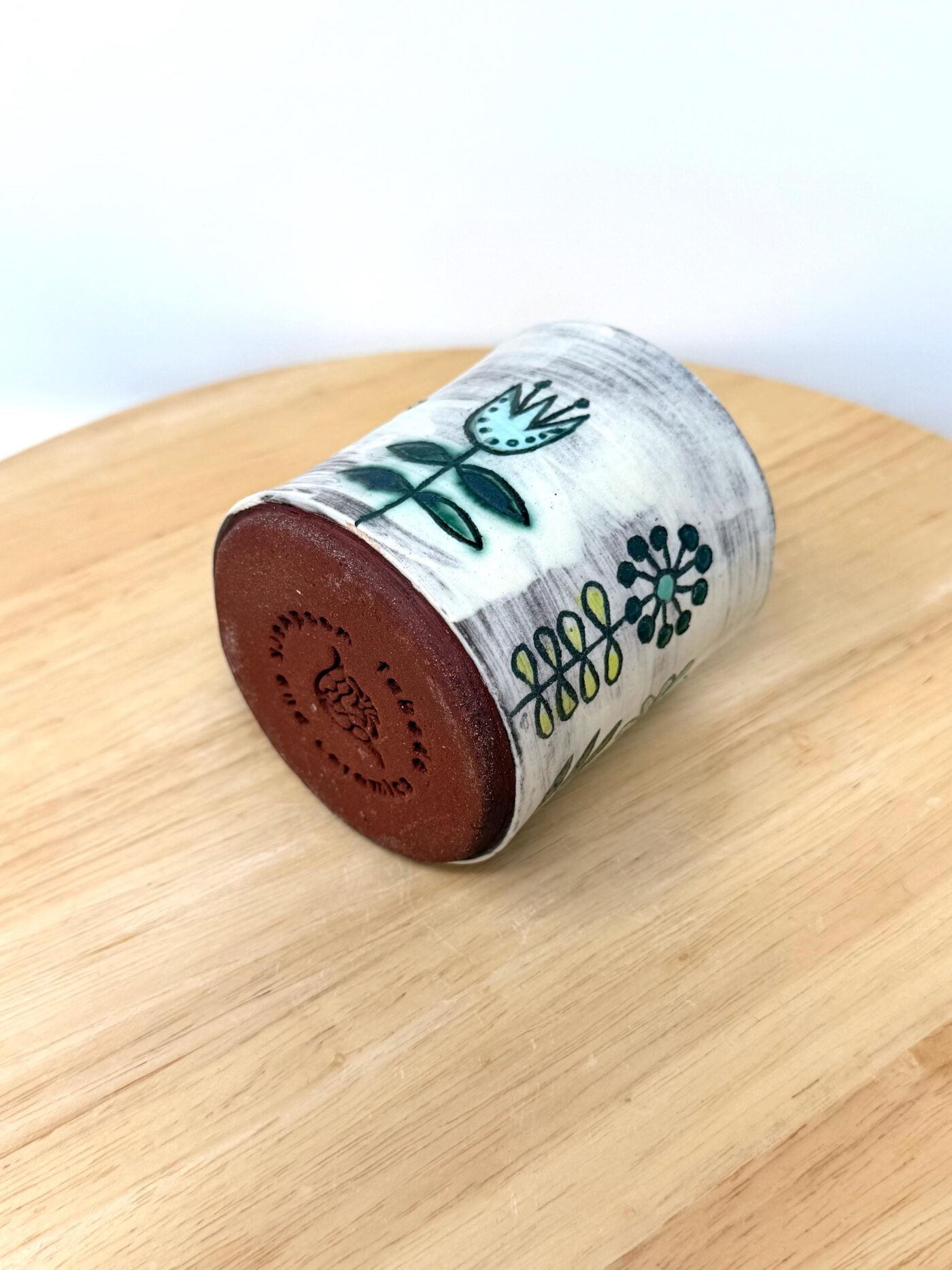 Handmade Ceramic Mug – Rustic Terracotta Stoneware, Sgraffito Folk Flower Design (17 of 18) -- Fabode Ceramics