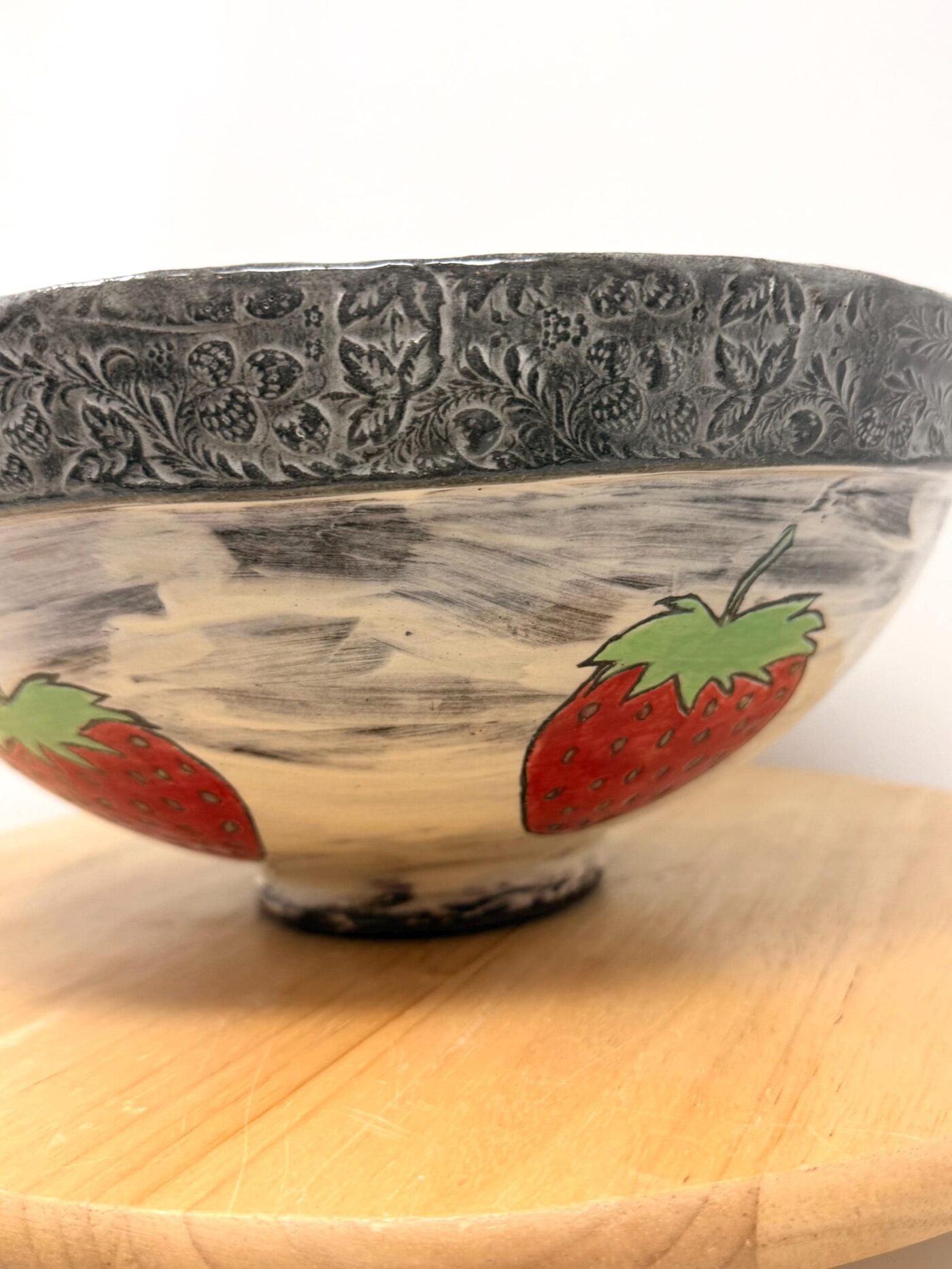 Handbuilt Strawberry Serving Bowl | Folk Art Ceramic Fruit Bowl | Rustic Stoneware Centrepiece | Handmade Pottery Gift (12 of 16) -- Fabode Ceramics