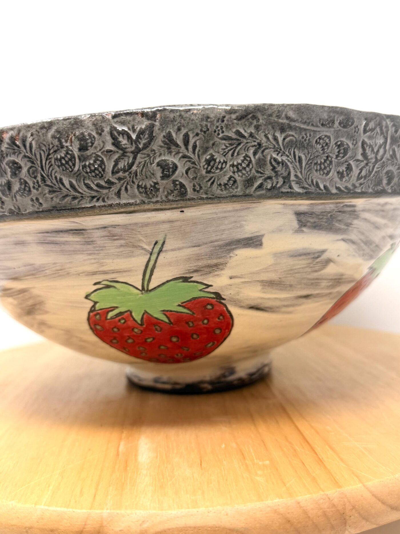Handbuilt Strawberry Serving Bowl | Folk Art Ceramic Fruit Bowl | Rustic Stoneware Centrepiece | Handmade Pottery Gift (13 of 16) -- Fabode Ceramics