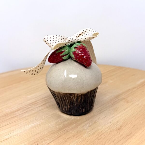 Handmade Ceramic Strawberry Decoration | Hanging Pottery Ornament | Cottagecore Gift | Folk Art Ceramic