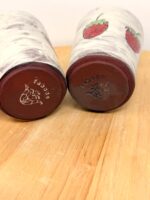 Strawberry Tumblers Pair – Handmade Ceramic Cups – Terracotta Pottery Set – Handbuilt Sgraffito Strawberry Design (7 of 15) -- Fabode Ceramics