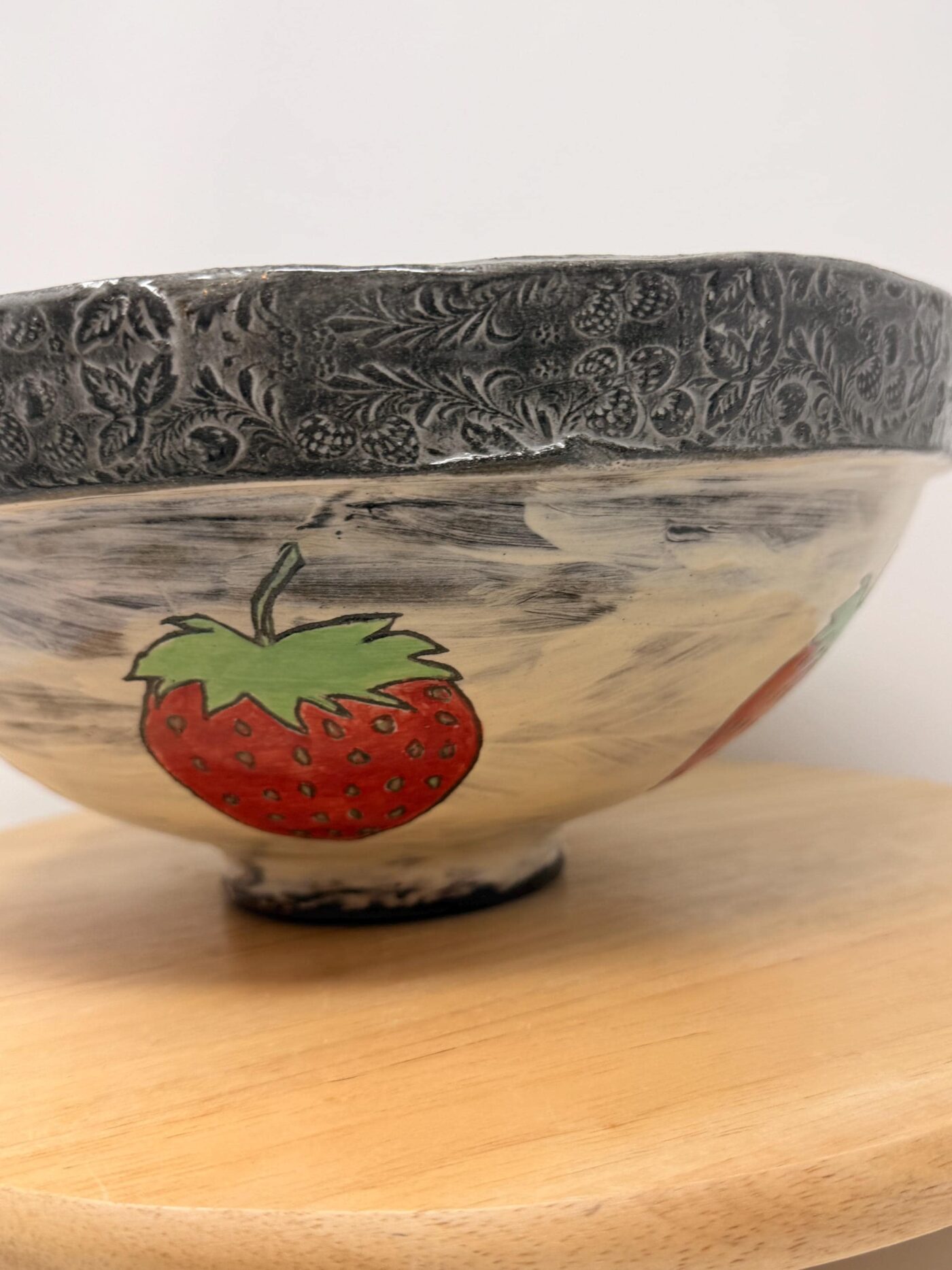 Handbuilt Strawberry Serving Bowl | Folk Art Ceramic Fruit Bowl | Rustic Stoneware Centrepiece | Handmade Pottery Gift (11 of 16) -- Fabode Ceramics