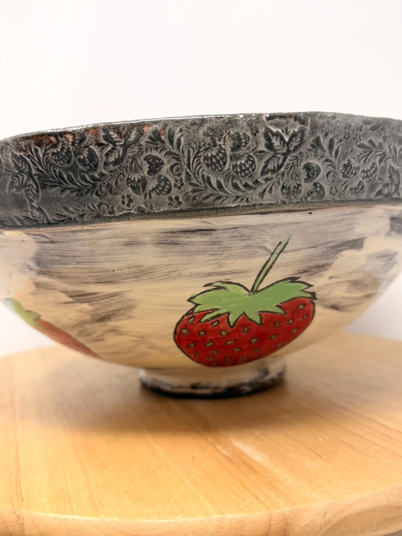 Handbuilt Strawberry Serving Bowl | Folk Art Ceramic Fruit Bowl | Rustic Stoneware Centrepiece | Handmade Pottery Gift (14 of 16) -- Fabode Ceramics