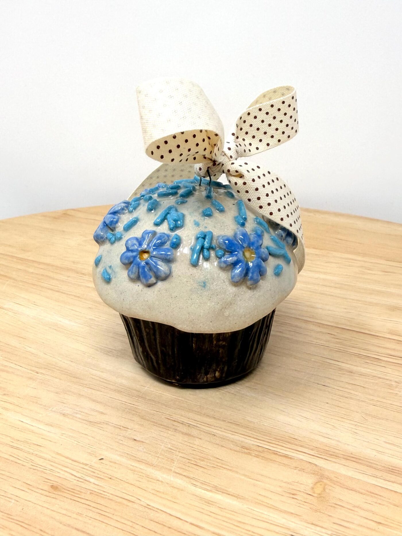 Blue Floral Muffin Ornament – One of a Kind Handmade Ceramic Decoration (12 of 12) -- Fabode Ceramics
