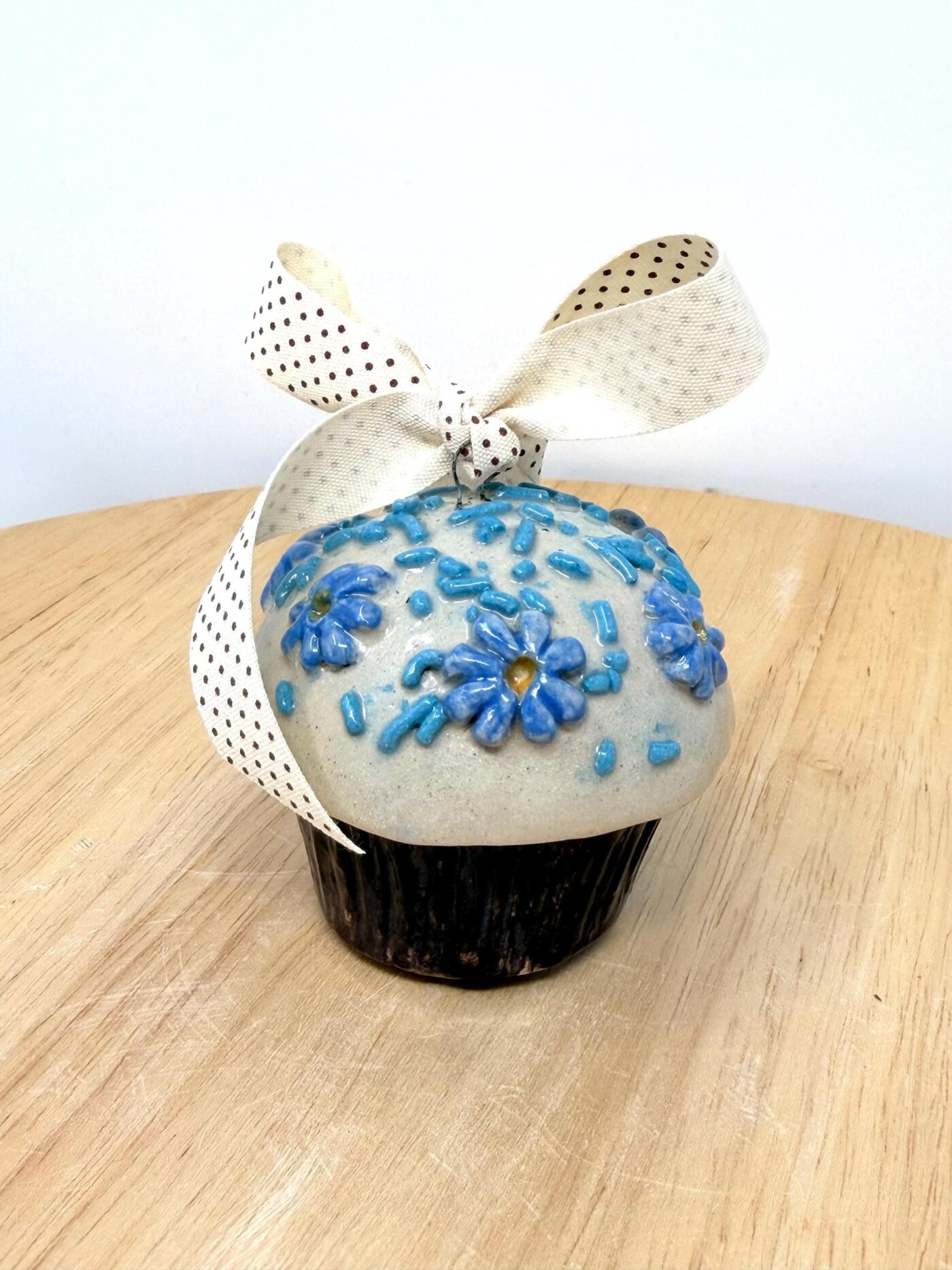 il_fullxfull.8146651175_be1b.jpg Blue Floral Muffin Ornament – One of a Kind Handmade Ceramic Decoration (1 of 12) -- Fabode Ceramics