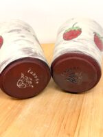 Strawberry Tumblers Pair – Handmade Ceramic Cups – Terracotta Pottery Set – Handbuilt Sgraffito Strawberry Design (6 of 15) -- Fabode Ceramics