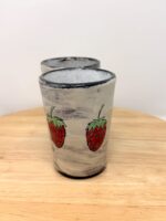 Strawberry Tumblers Pair – Handmade Ceramic Cups – Terracotta Pottery Set – Handbuilt Sgraffito Strawberry Design (13 of 15) -- Fabode Ceramics