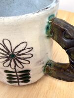 Handmade Ceramic Mug – Rustic Terracotta Stoneware with Folk Flower Sgraffito Design (9 of 17) -- Fabode Ceramics