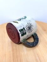 Handmade Ceramic Mug – Rustic Terracotta Stoneware with Folk Flower Sgraffito Design (16 of 17) -- Fabode Ceramics