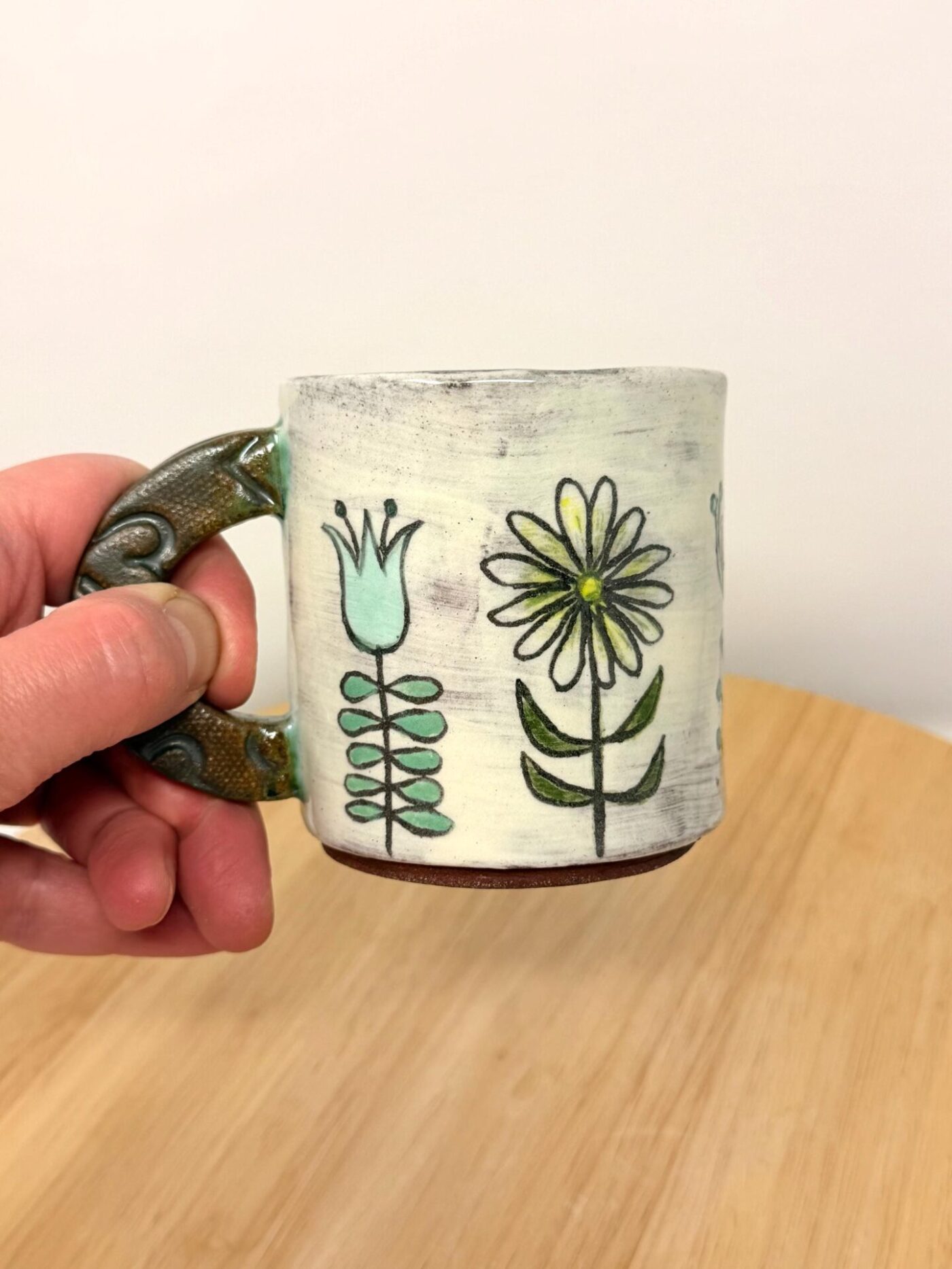 Handmade Ceramic Mug – Rustic Terracotta Stoneware with Folk Flower Sgraffito Design (1 of 17) -- Fabode Ceramics Handmade Ceramic Mug – Rustic Terracotta Stoneware with Folk Flower Sgraffito Design (1 of 17) -- Fabode Ceramics