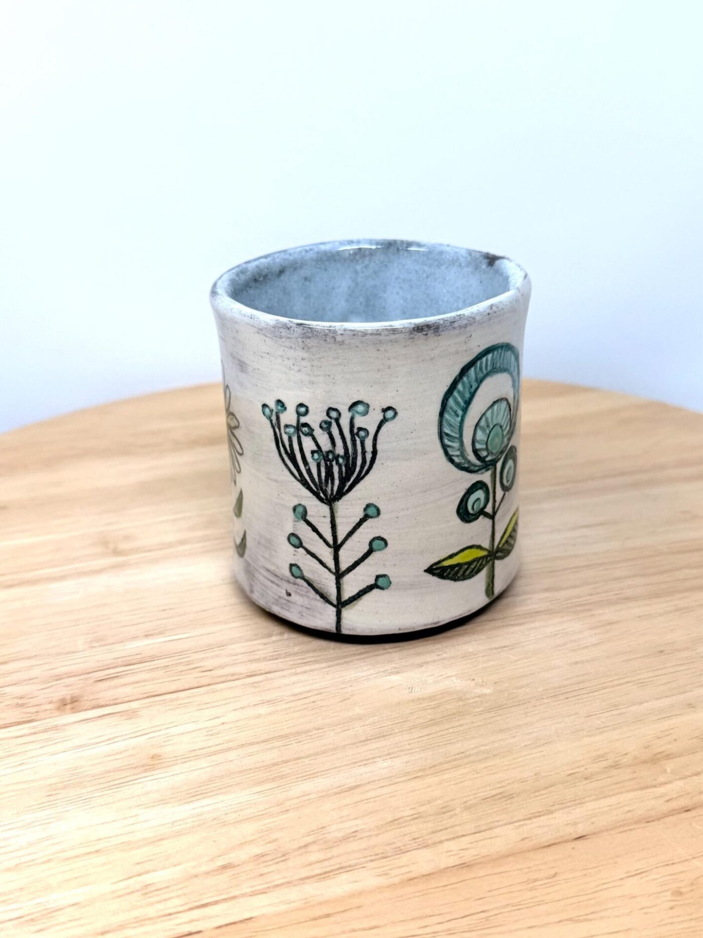 Handmade Ceramic Mug – Rustic Terracotta Stoneware with Folk Flower Sgraffito Design (4 of 17) -- Fabode Ceramics