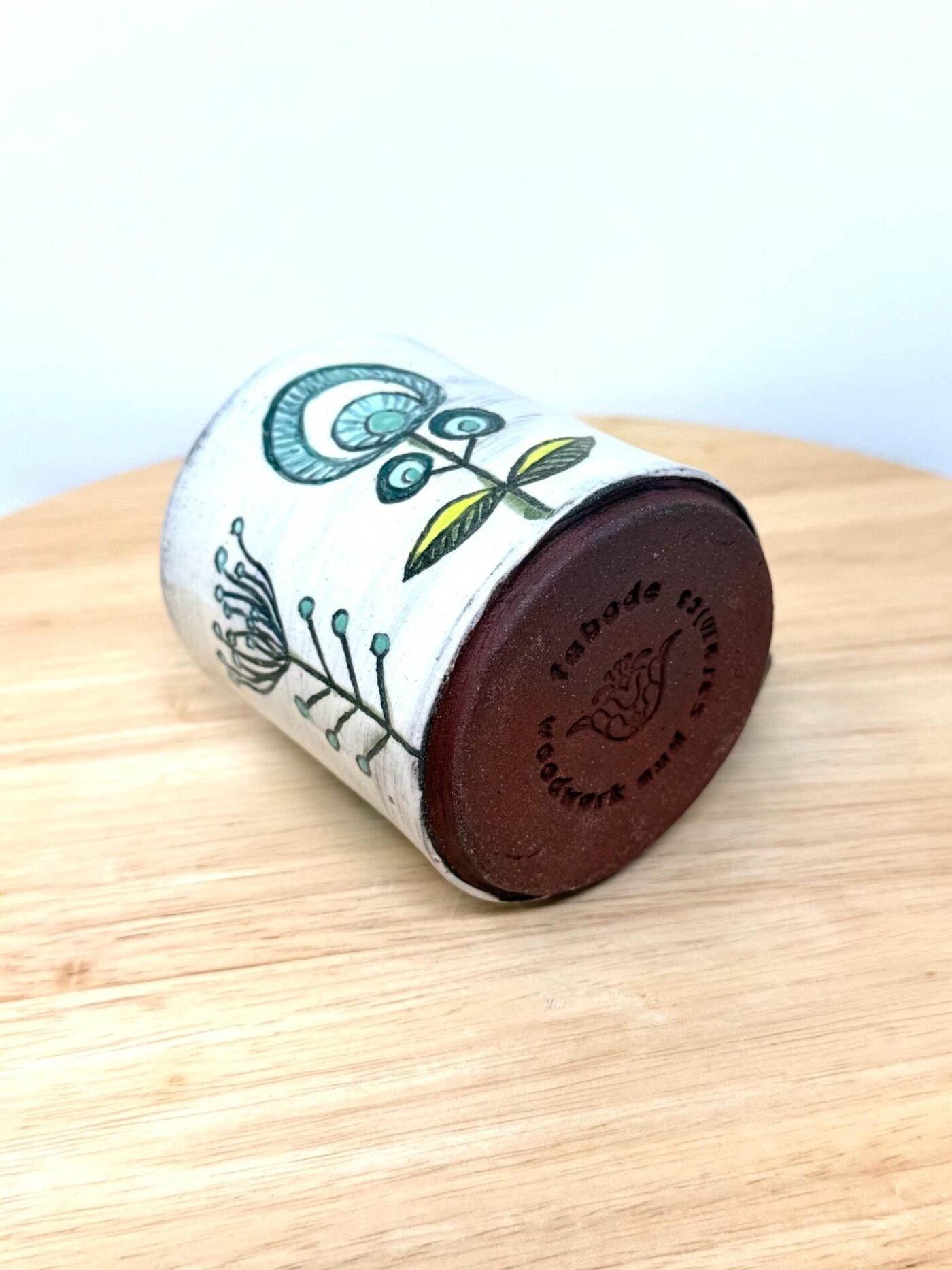 Handmade Ceramic Mug – Rustic Terracotta Stoneware with Folk Flower Sgraffito Design (15 of 17) -- Fabode Ceramics