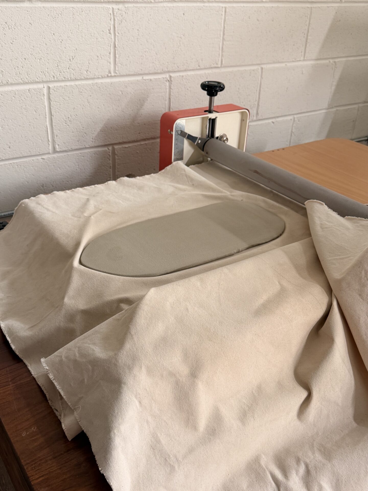 Clay slab rolled out for the Create Your Own Breakfast Set workshop